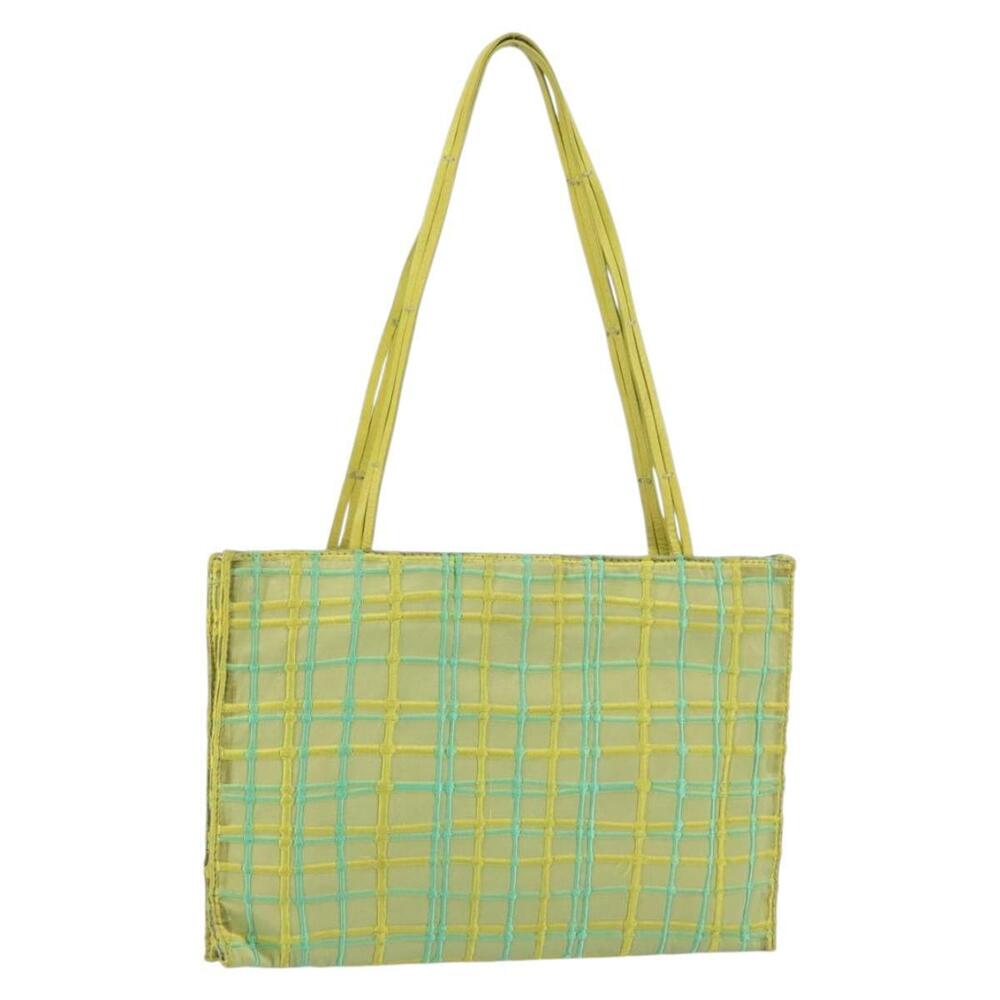 BOTTEGA VENETA Hand Bag Nylon Green Silver Auth 153765